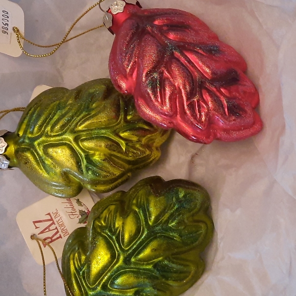 Leaf Leaves Glass Ornament Fall Holiday Christmas All Seasons Decoration Decor - Picture 2 of 11